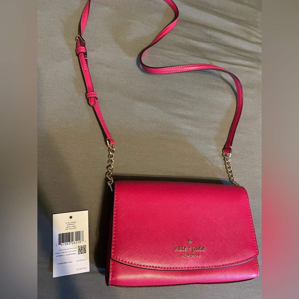 KATE SPADE Pink Ruby Saffiano Leather Cross Body Purse
